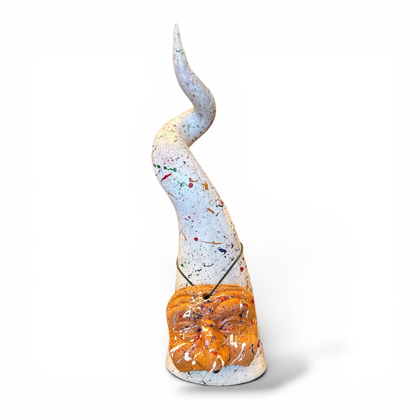 Corno Portafortuna con Maschera di Pulcinella – Terracotta Artigianale 20 cm