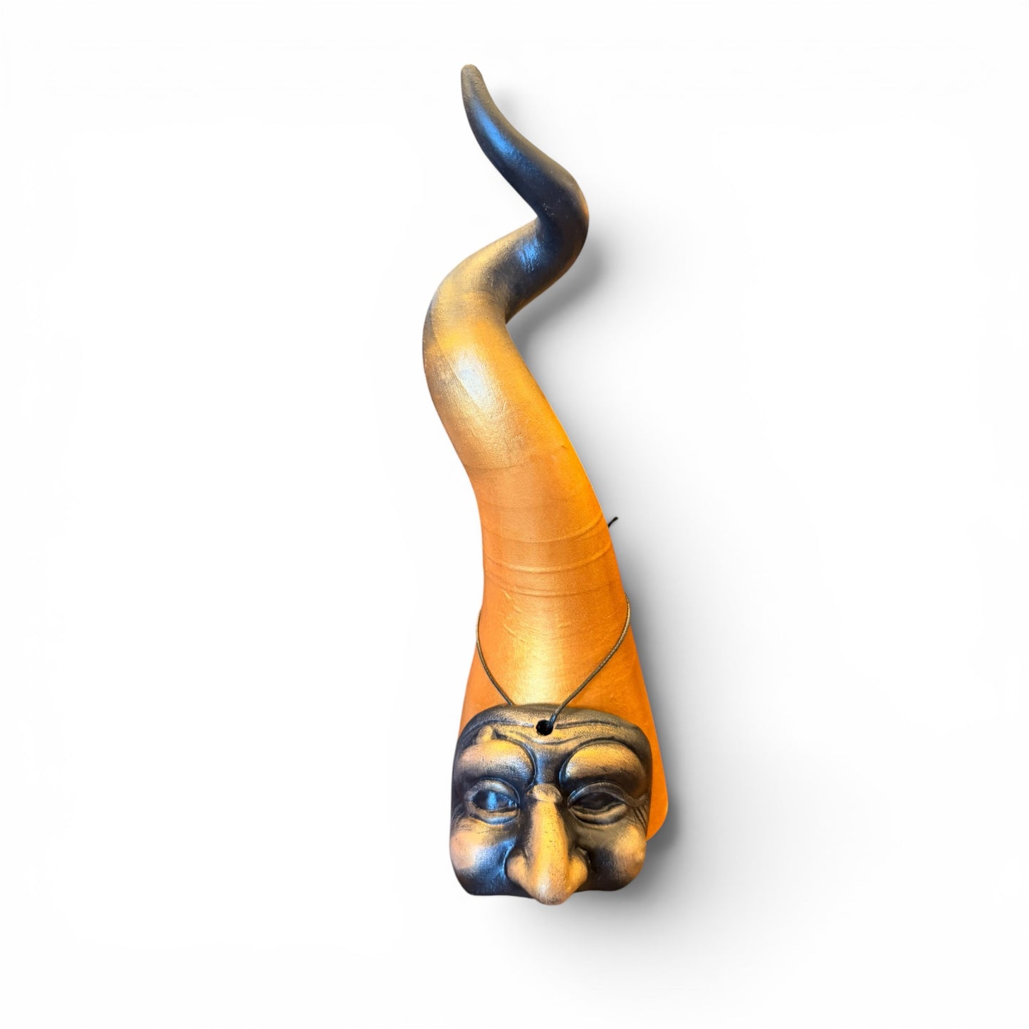 Corno Portafortuna con Maschera di Pulcinella – Terracotta Artigianale 20 cm