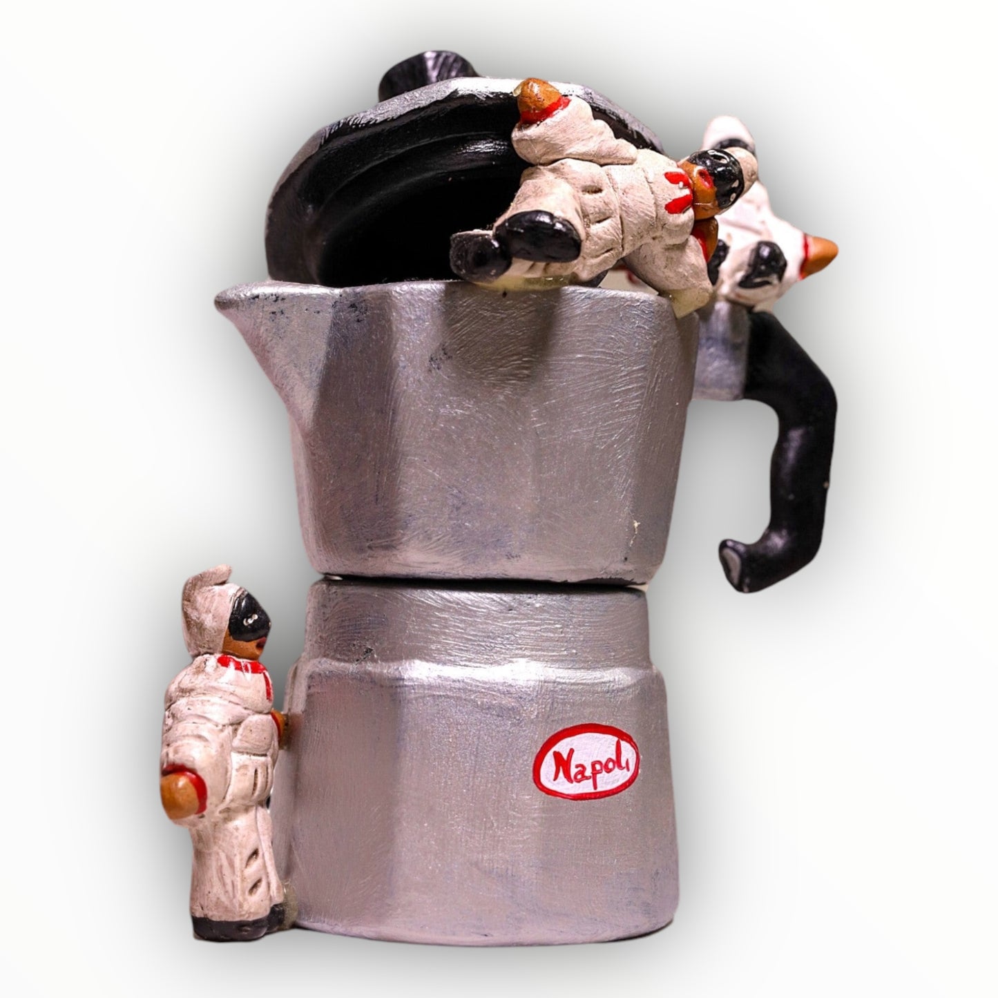 Caffettiera napoletana con Pulcinella